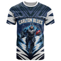 Personalised Carlton Blues Football T Shirt Superhero Comic Art Dark Geometric City