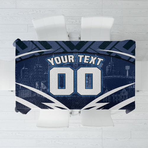 Personalised Carlton Blues Football Tablecloth Superhero Comic Art Dark Geometric City