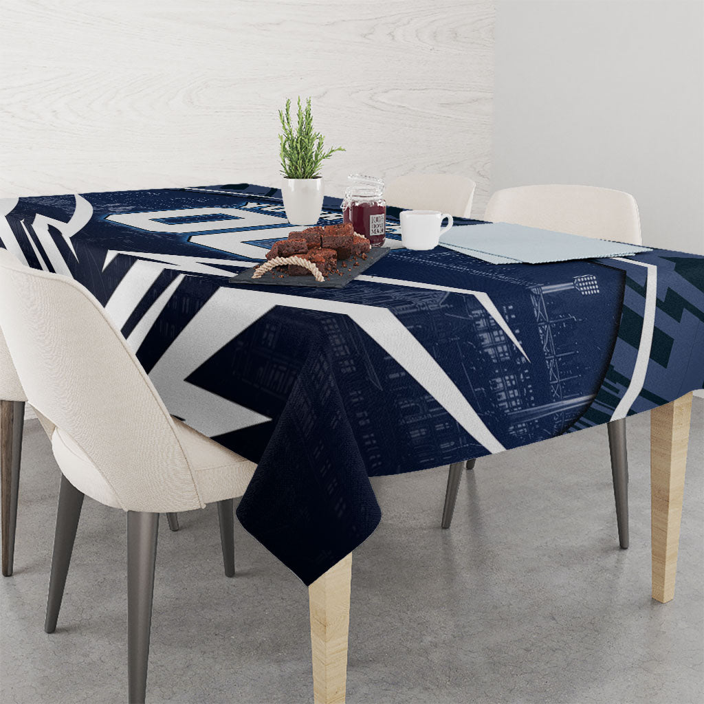Personalised Carlton Blues Football Tablecloth Superhero Comic Art Dark Geometric City
