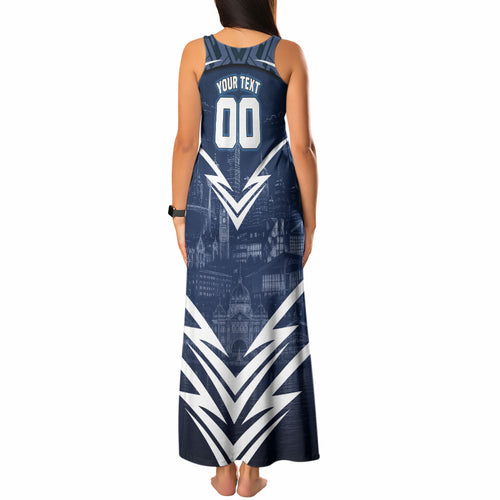 Personalised Carlton Blues Football Tank Maxi Dress Superhero Comic Art Dark Geometric City