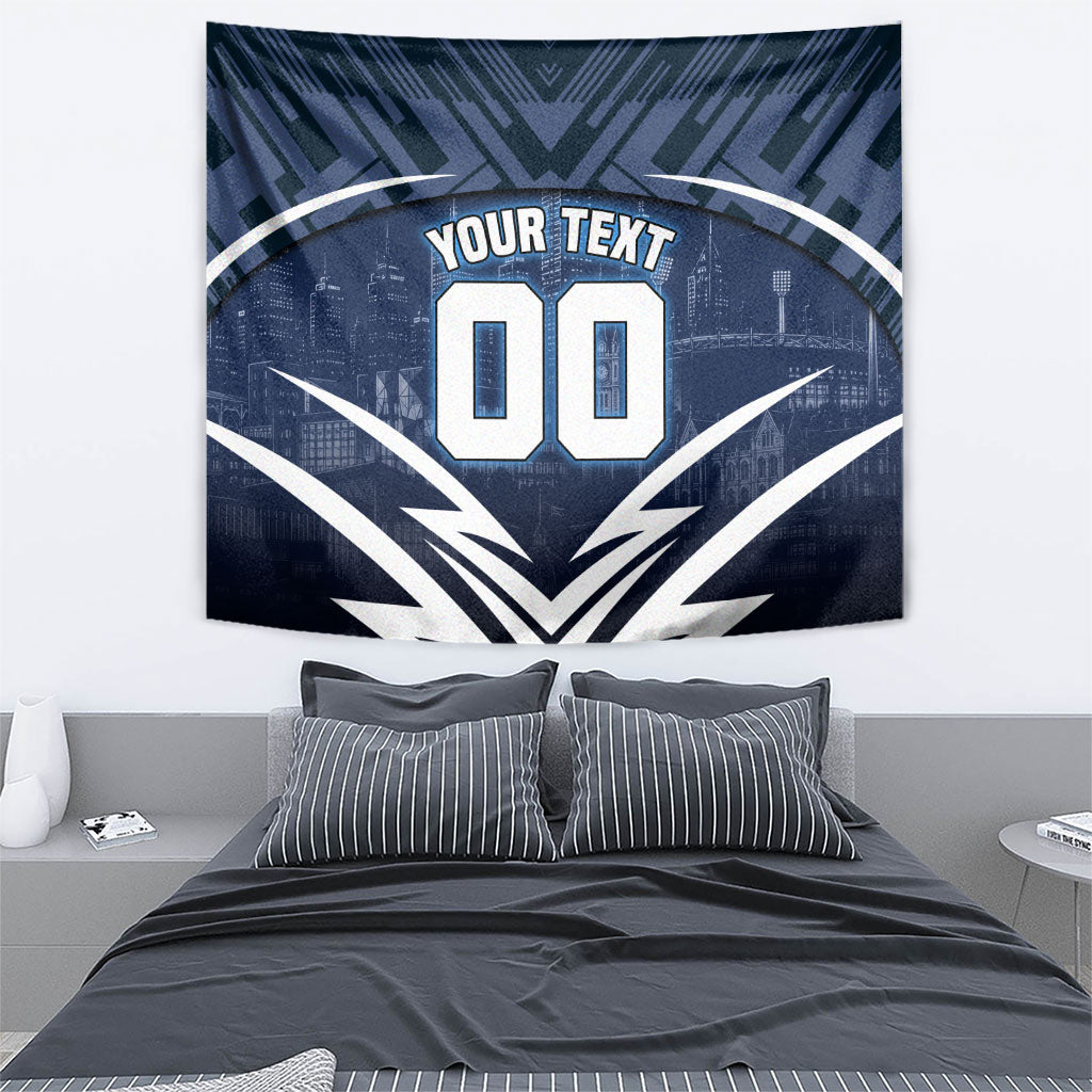 Personalised Carlton Blues Football Tapestry Superhero Comic Art Dark Geometric City