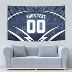 Personalised Carlton Blues Football Tapestry Superhero Comic Art Dark Geometric City