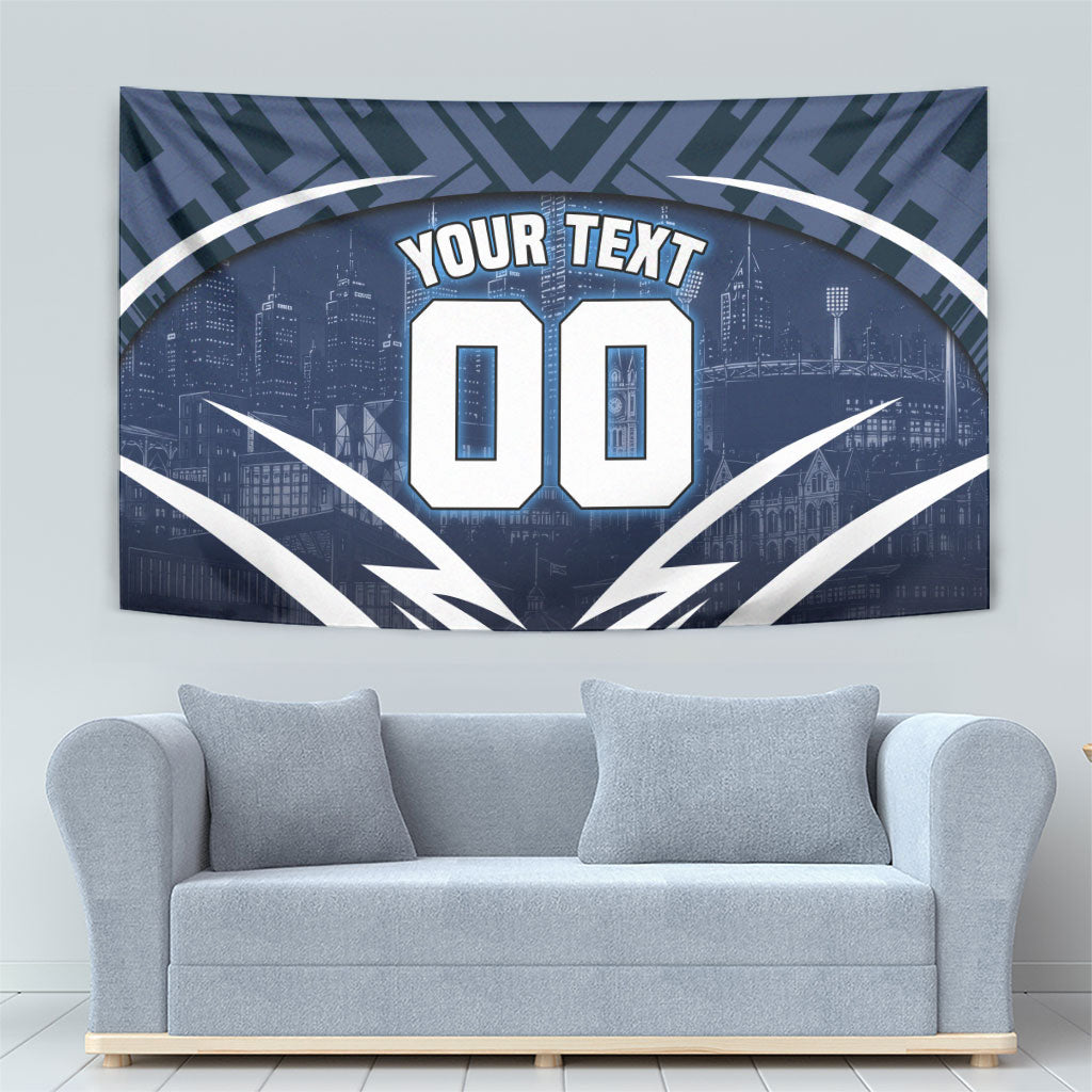Personalised Carlton Blues Football Tapestry Superhero Comic Art Dark Geometric City