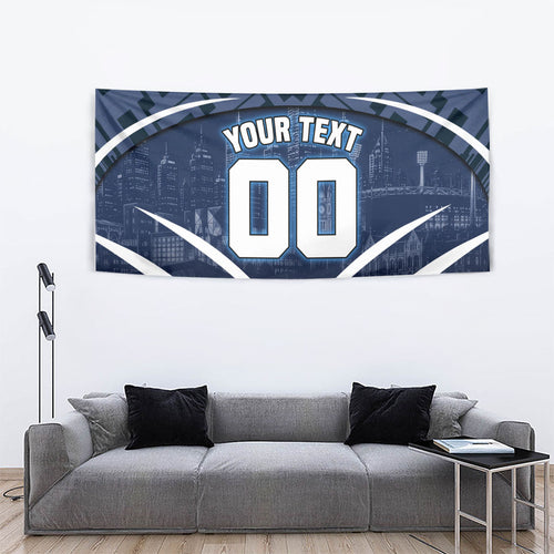 Personalised Carlton Blues Football Tapestry Superhero Comic Art Dark Geometric City
