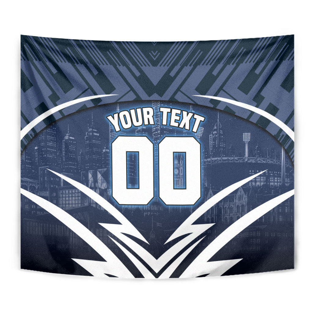 Personalised Carlton Blues Football Tapestry Superhero Comic Art Dark Geometric City