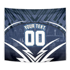 Personalised Carlton Blues Football Tapestry Superhero Comic Art Dark Geometric City
