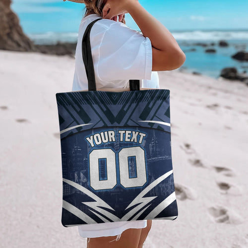 Personalised Carlton Blues Football Tote Bag Superhero Comic Art Dark Geometric City