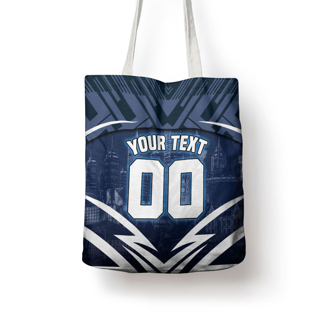 Personalised Carlton Blues Football Tote Bag Superhero Comic Art Dark Geometric City