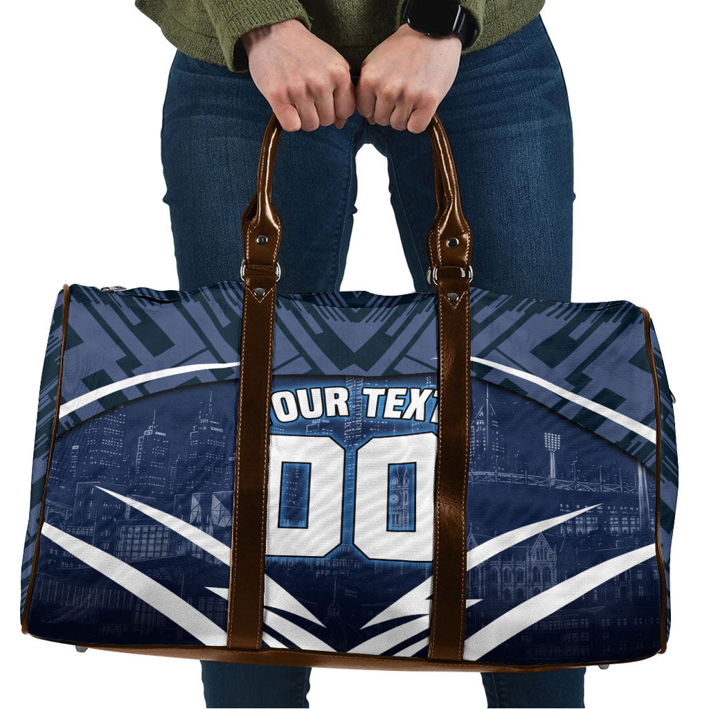 Personalised Carlton Blues Football Travel Bag Superhero Comic Art Dark Geometric City