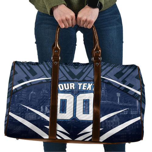 Personalised Carlton Blues Football Travel Bag Superhero Comic Art Dark Geometric City
