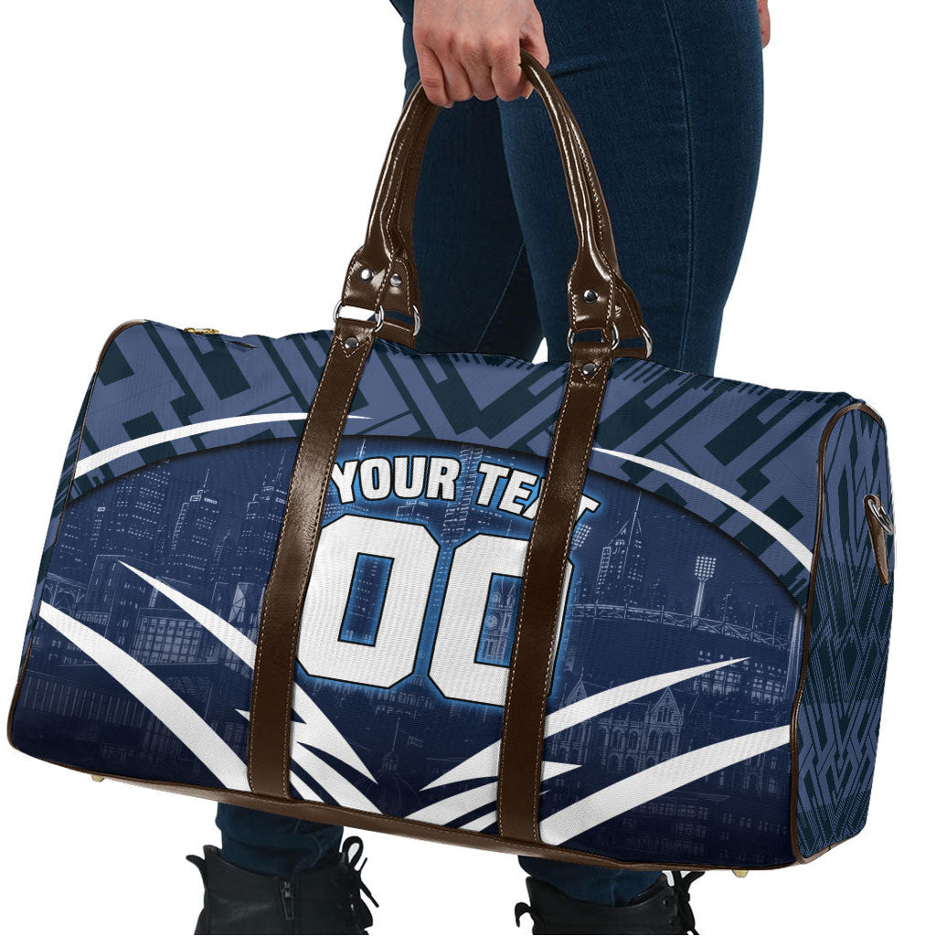 Personalised Carlton Blues Football Travel Bag Superhero Comic Art Dark Geometric City