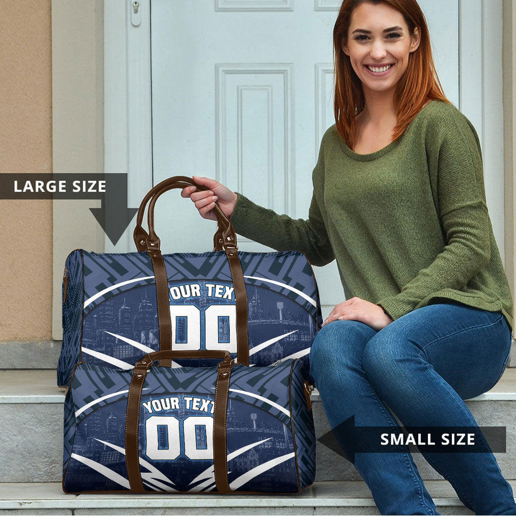 Personalised Carlton Blues Football Travel Bag Superhero Comic Art Dark Geometric City