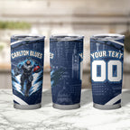 Personalised Carlton Blues Football Tumbler Cup Superhero Comic Art Dark Geometric City
