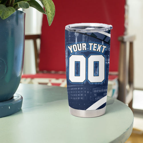 Personalised Carlton Blues Football Tumbler Cup Superhero Comic Art Dark Geometric City