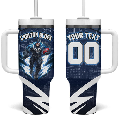 Personalised Carlton Blues Football Tumbler With Handle Superhero Comic Art Dark Geometric City