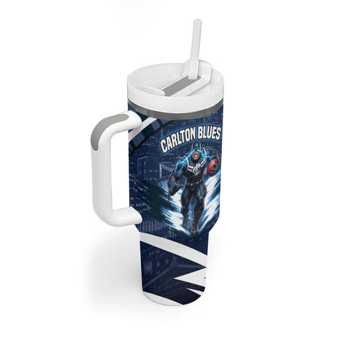 Personalised Carlton Blues Football Tumbler With Handle Superhero Comic Art Dark Geometric City
