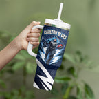 Personalised Carlton Blues Football Tumbler With Handle Superhero Comic Art Dark Geometric City