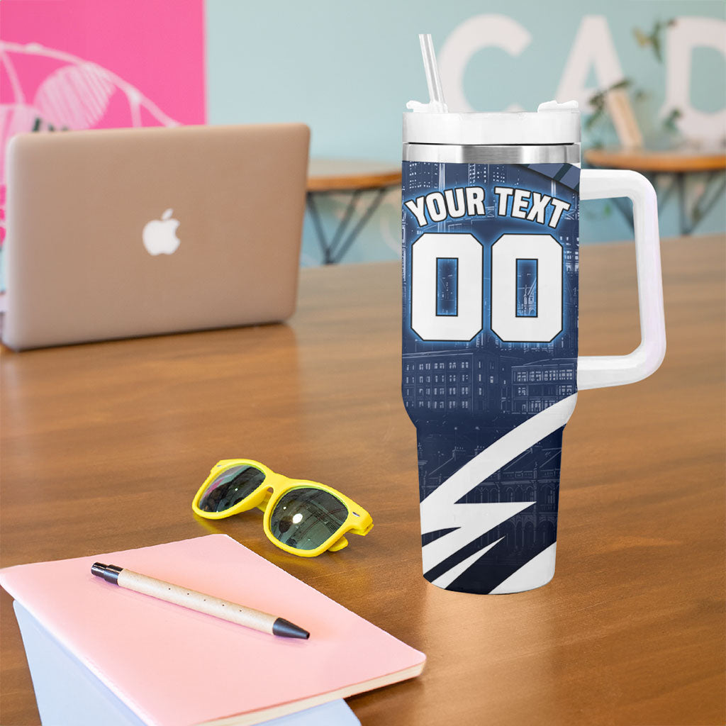 Personalised Carlton Blues Football Tumbler With Handle Superhero Comic Art Dark Geometric City