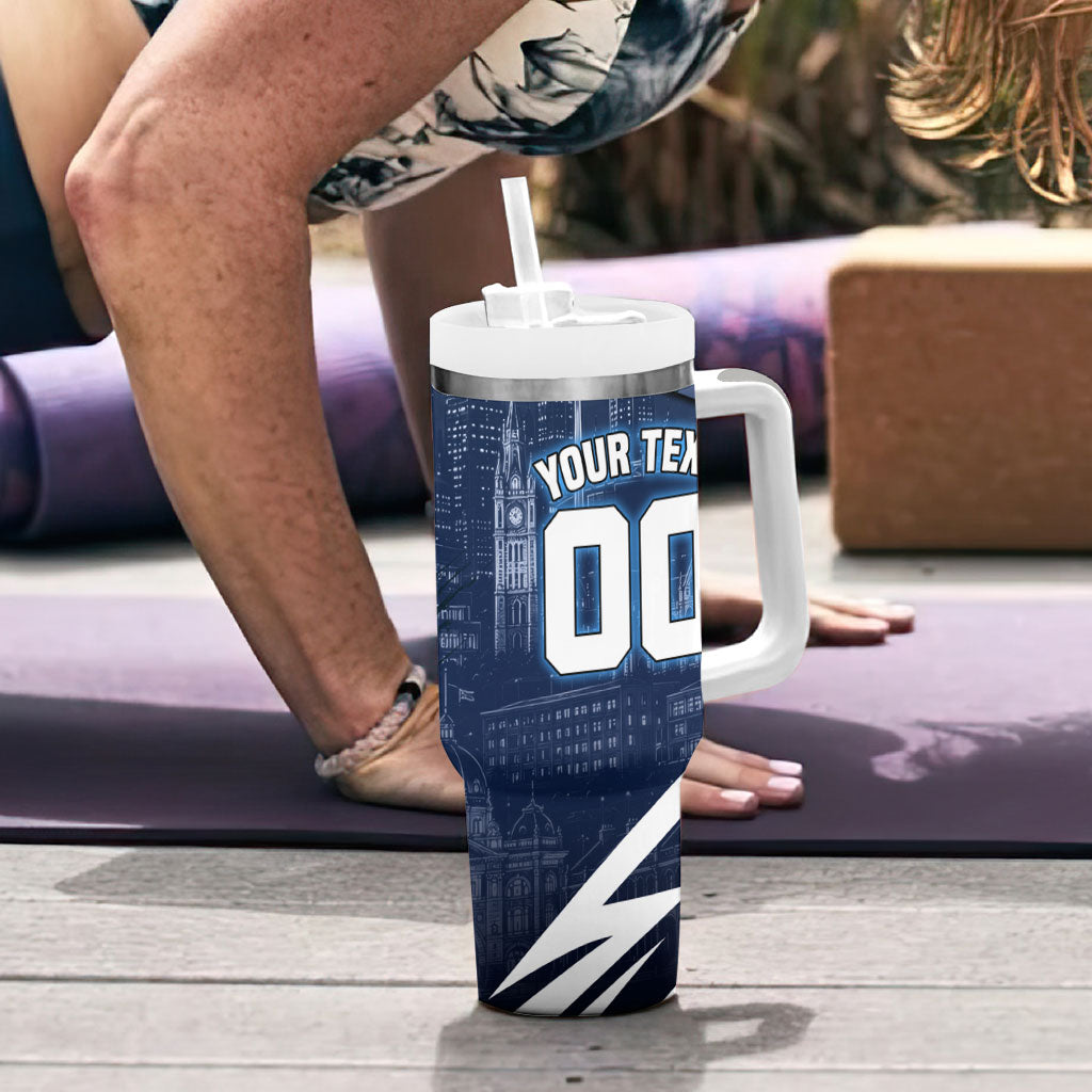 Personalised Carlton Blues Football Tumbler With Handle Superhero Comic Art Dark Geometric City