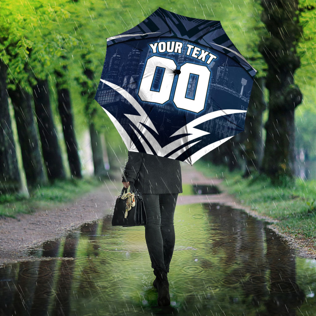 Personalised Carlton Blues Football Umbrella Superhero Comic Art Dark Geometric City
