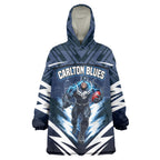 Personalised Carlton Blues Football Wearable Blanket Hoodie Superhero Comic Art Dark Geometric City