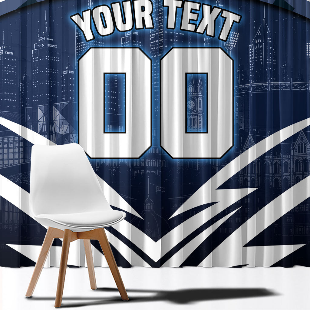 Personalised Carlton Blues Football Window Curtain Superhero Comic Art Dark Geometric City