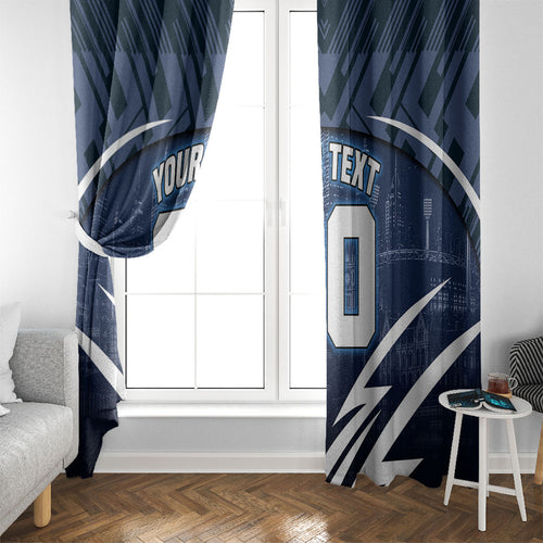 Personalised Carlton Blues Football Window Curtain Superhero Comic Art Dark Geometric City