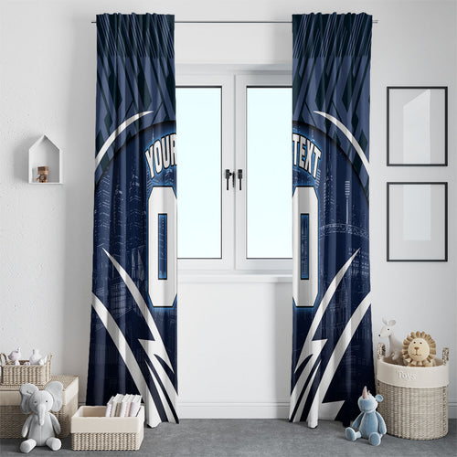 Personalised Carlton Blues Football Window Curtain Superhero Comic Art Dark Geometric City
