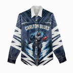 Personalised Carlton Blues Football Women Casual Shirt Superhero Comic Art Dark Geometric City