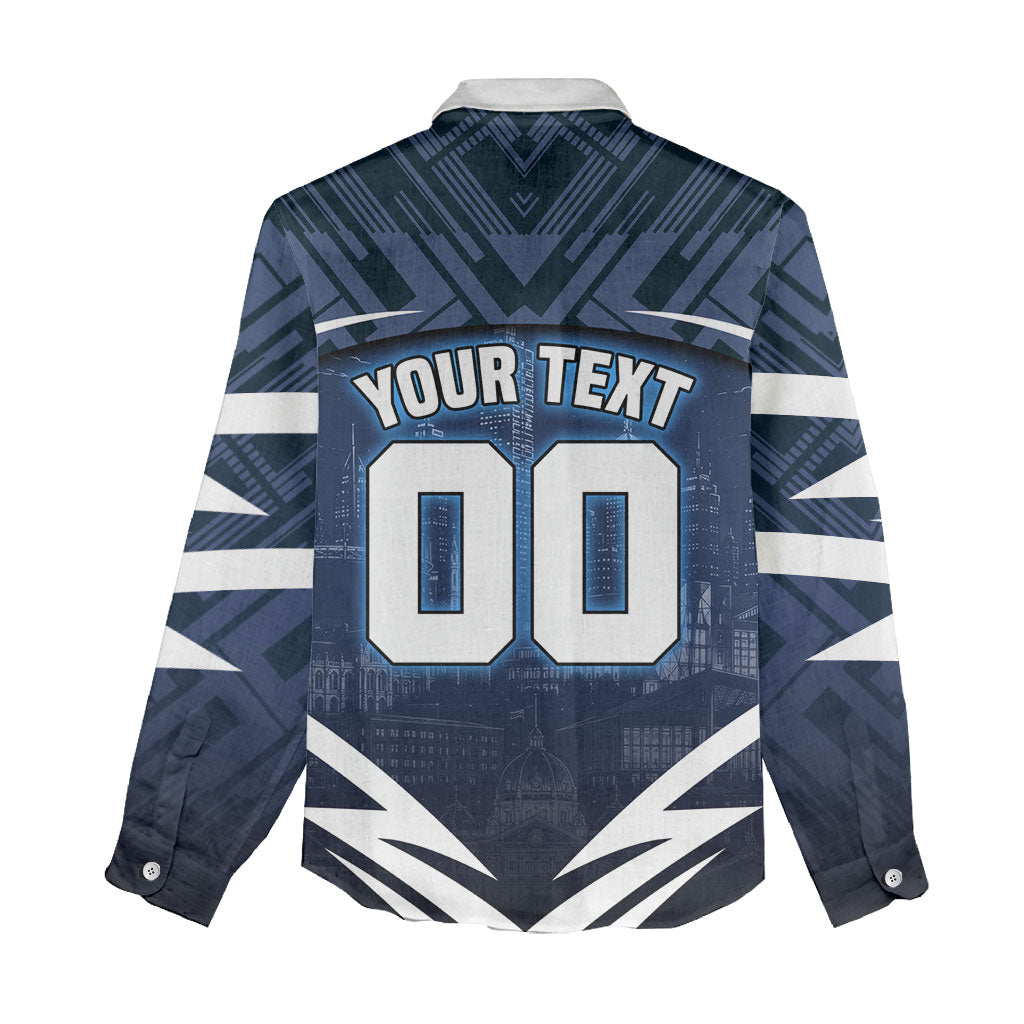 Personalised Carlton Blues Football Women Casual Shirt Superhero Comic Art Dark Geometric City