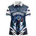Personalised Carlton Blues Football Women Polo Shirt Superhero Comic Art Dark Geometric City