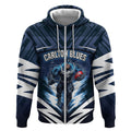 Personalised Carlton Blues Football Zip Hoodie Superhero Comic Art Dark Geometric City