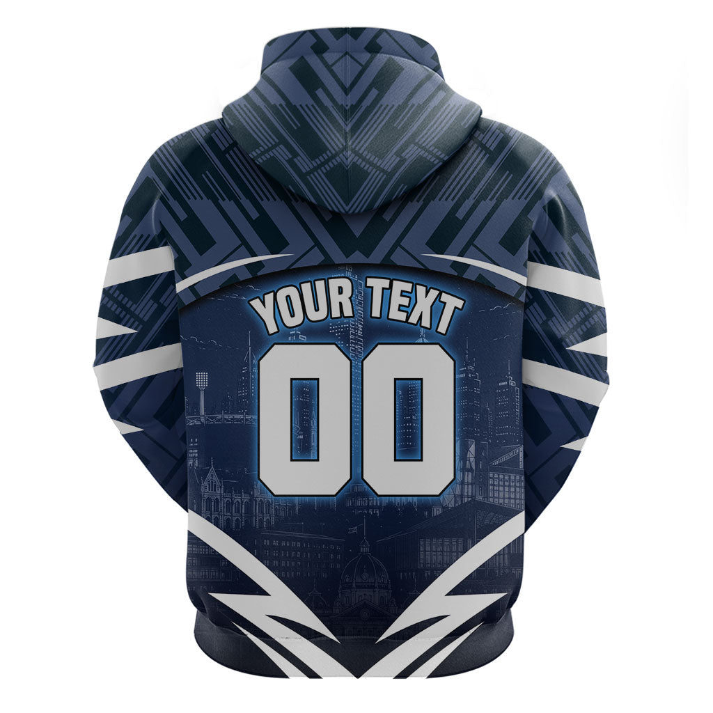 Personalised Carlton Blues Football Zip Hoodie Superhero Comic Art Dark Geometric City