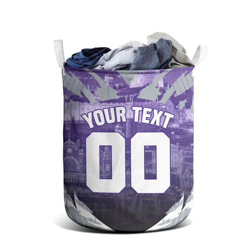 Personalised Fremantle Dockers Football Laundry Basket Anime Warrior Manga Style Lightning Bolt Cityscape