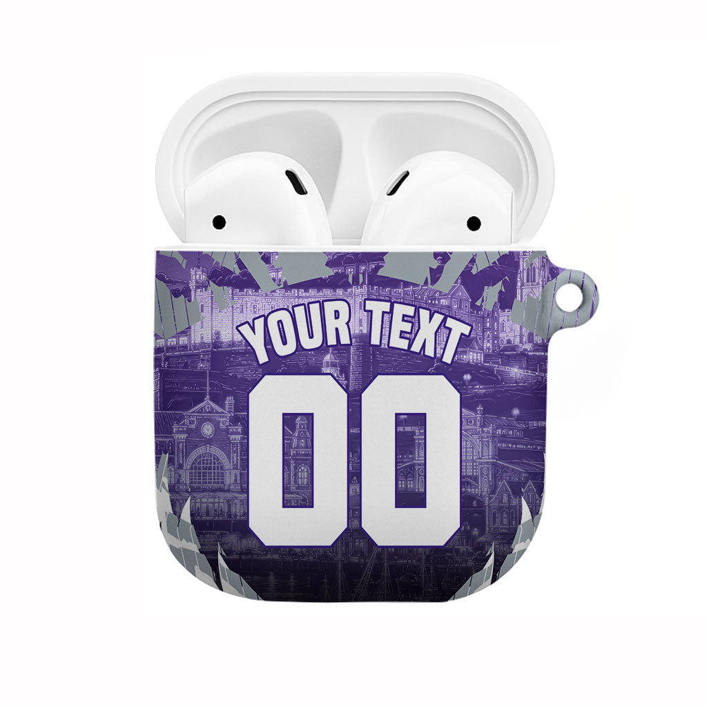 Personalised Fremantle Dockers Football AirPods Case Anime Warrior Manga Style Lightning Bolt Cityscape