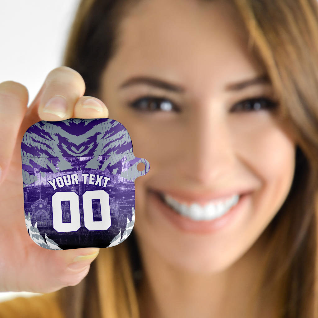 Personalised Fremantle Dockers Football AirPods Case Anime Warrior Manga Style Lightning Bolt Cityscape