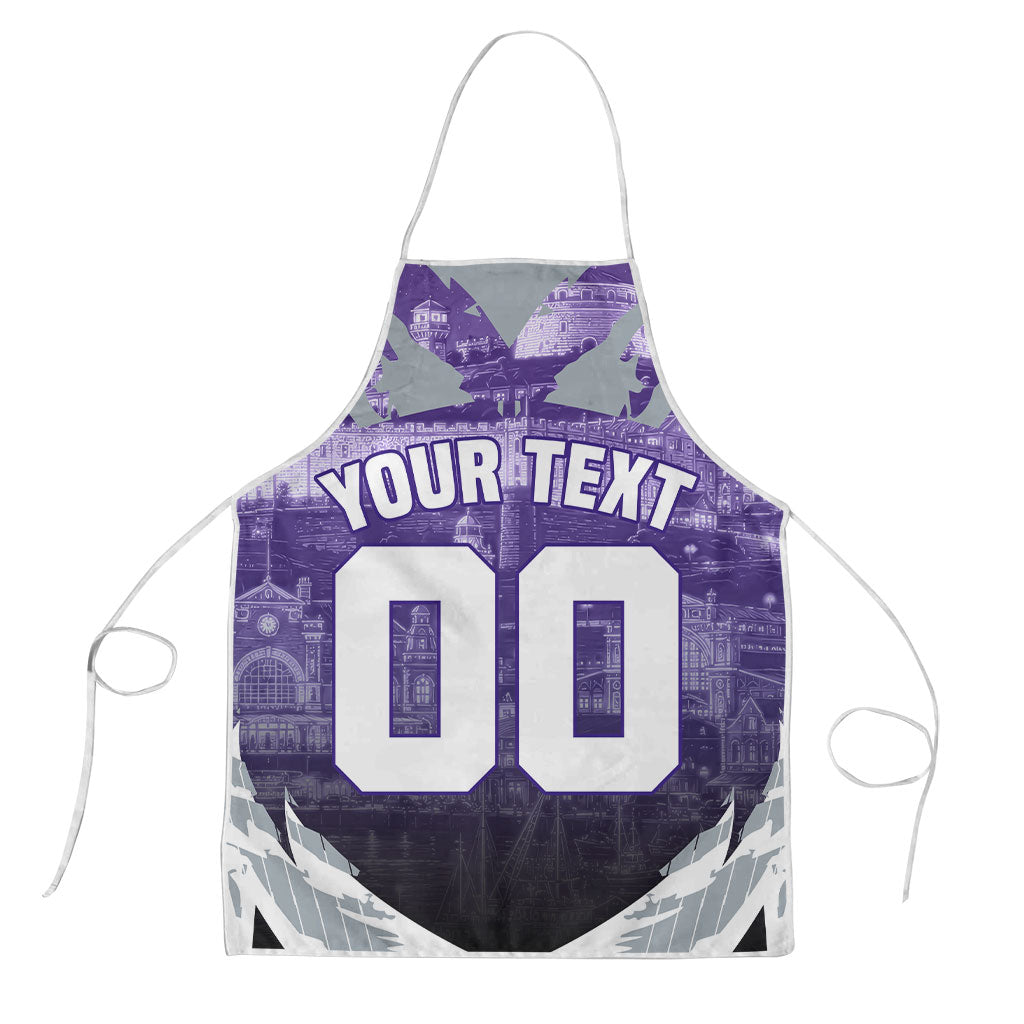 Personalised Fremantle Dockers Football Apron Anime Warrior Manga Style Lightning Bolt Cityscape