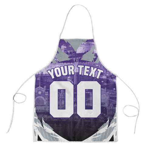 Personalised Fremantle Dockers Football Apron Anime Warrior Manga Style Lightning Bolt Cityscape