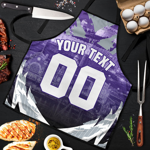 Personalised Fremantle Dockers Football Apron Anime Warrior Manga Style Lightning Bolt Cityscape