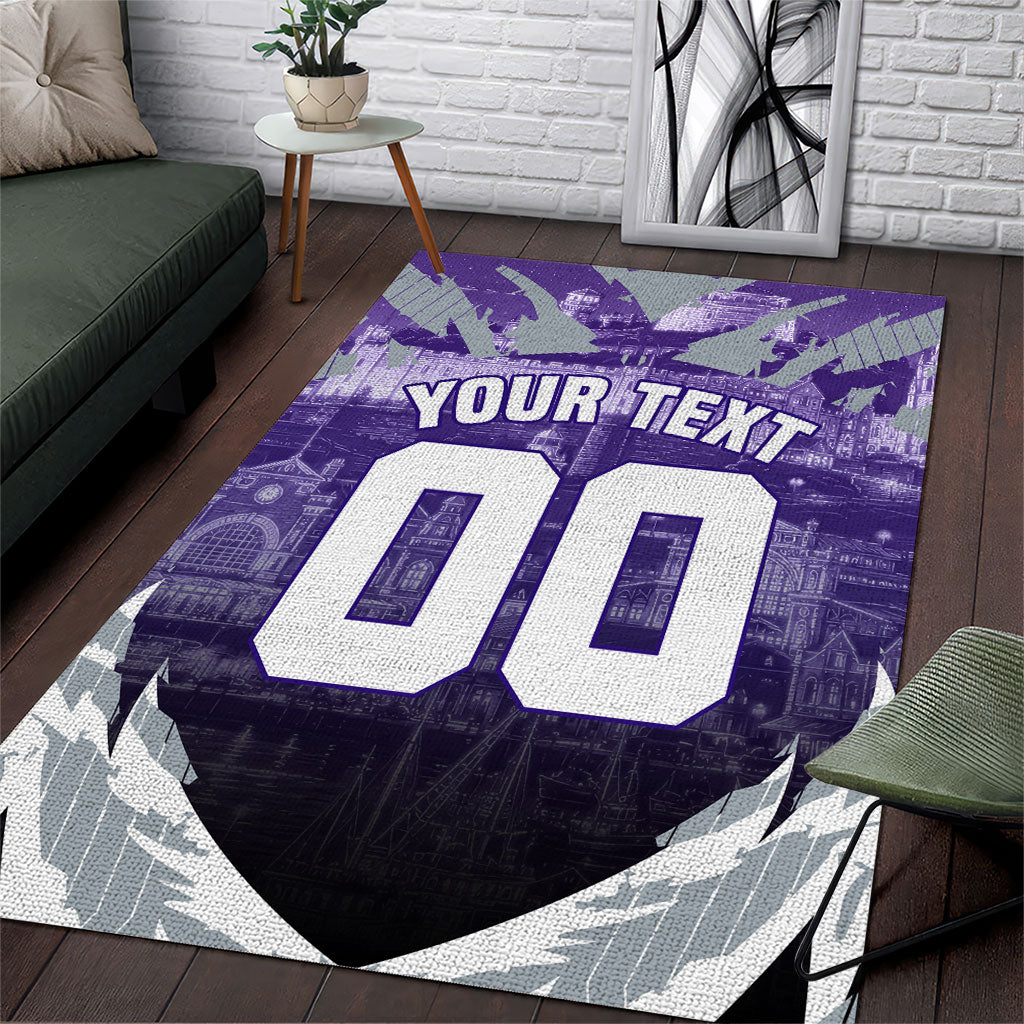 Personalised Fremantle Dockers Football Area Rug Anime Warrior Manga Style Lightning Bolt Cityscape