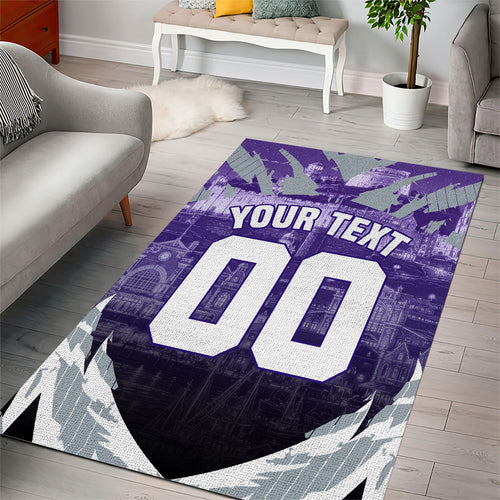 Personalised Fremantle Dockers Football Area Rug Anime Warrior Manga Style Lightning Bolt Cityscape