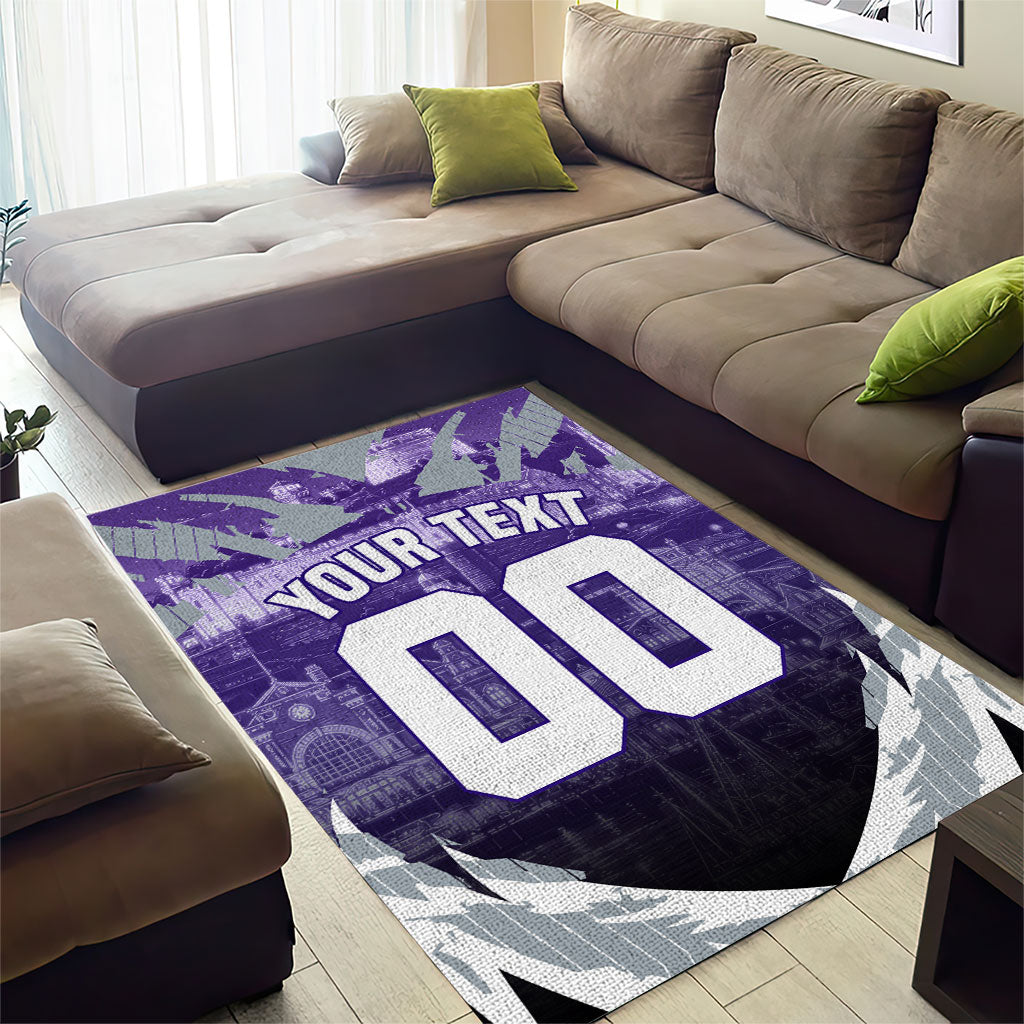 Personalised Fremantle Dockers Football Area Rug Anime Warrior Manga Style Lightning Bolt Cityscape