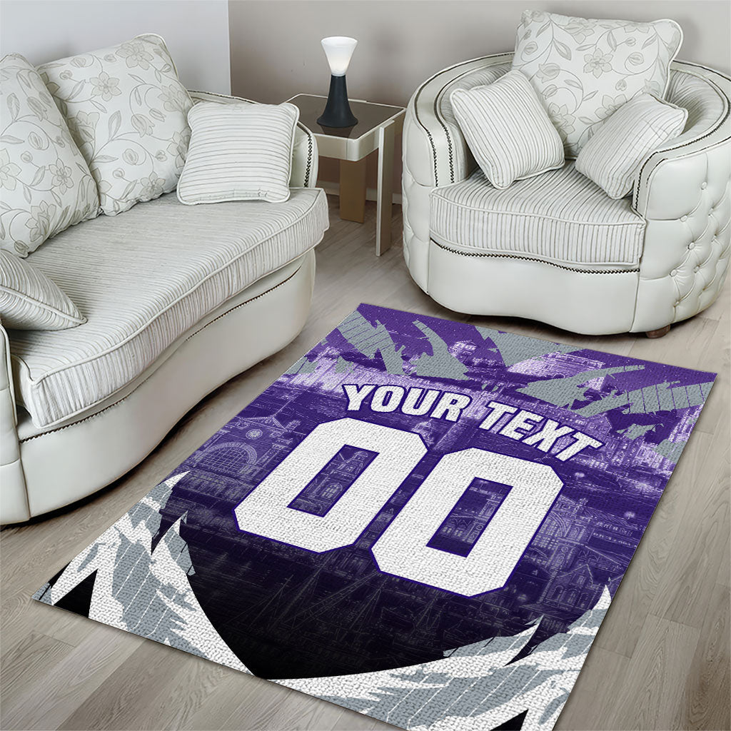 Personalised Fremantle Dockers Football Area Rug Anime Warrior Manga Style Lightning Bolt Cityscape
