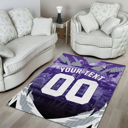 Personalised Fremantle Dockers Football Area Rug Anime Warrior Manga Style Lightning Bolt Cityscape