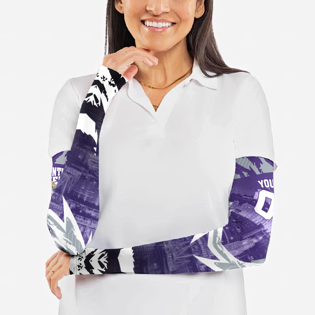Personalised Fremantle Dockers Football Arm Sleeves Anime Warrior Manga Style Lightning Bolt Cityscape