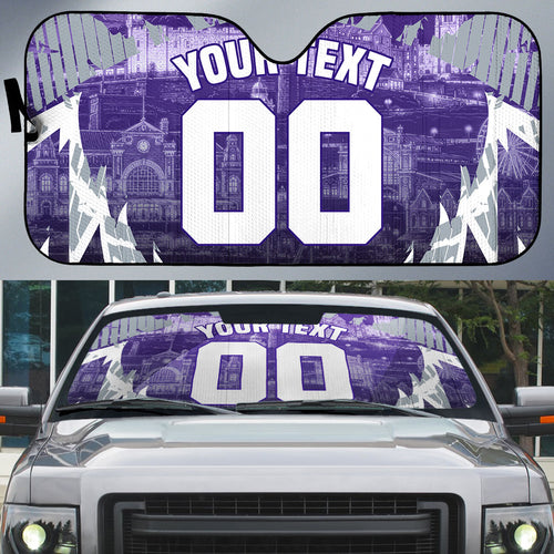Personalised Fremantle Dockers Football Auto Sun Shade Anime Warrior Manga Style Lightning Bolt Cityscape