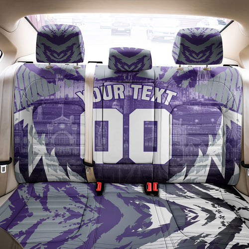 Personalised Fremantle Dockers Football Back Car Seat Cover Anime Warrior Manga Style Lightning Bolt Cityscape