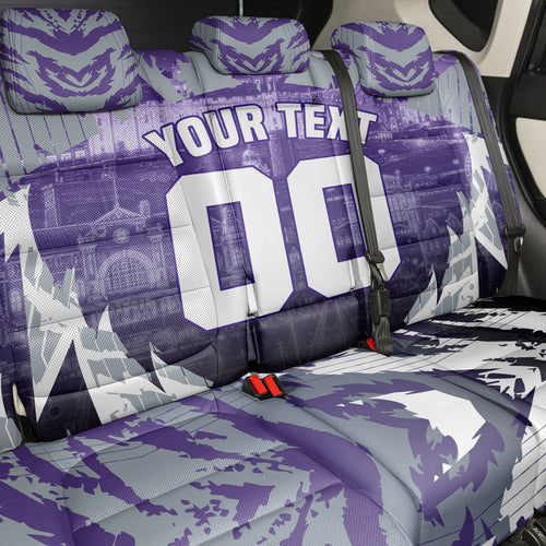 Personalised Fremantle Dockers Football Back Car Seat Cover Anime Warrior Manga Style Lightning Bolt Cityscape