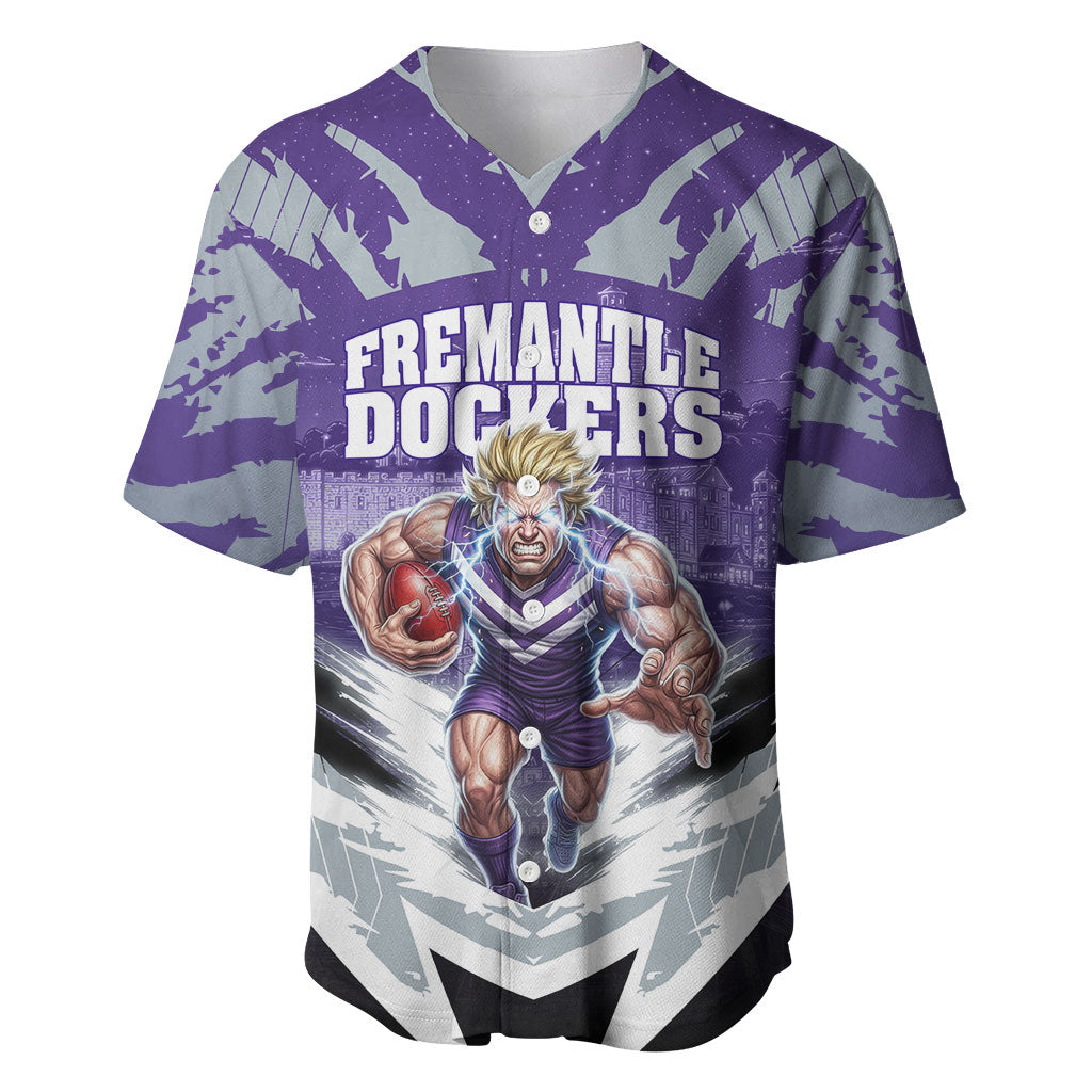 Personalised Fremantle Dockers Football Baseball Jersey Anime Warrior Manga Style Lightning Bolt Cityscape