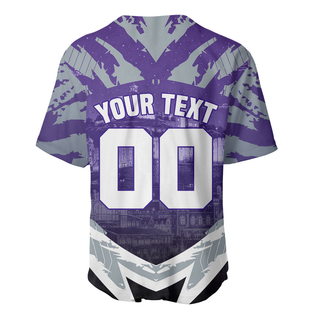 Personalised Fremantle Dockers Football Baseball Jersey Anime Warrior Manga Style Lightning Bolt Cityscape